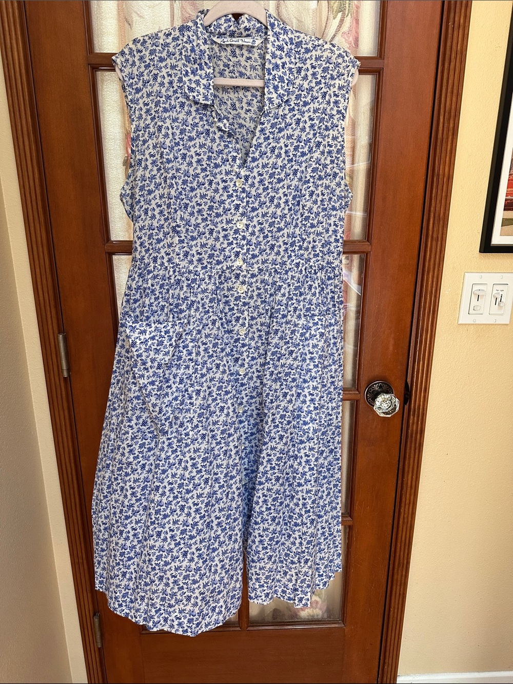 April Cornell Blue and White Floral Midi Dress with pockets - Picture 7 of 8